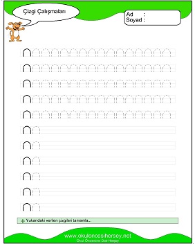 okul öncesi çizgi çalışma sayfaları